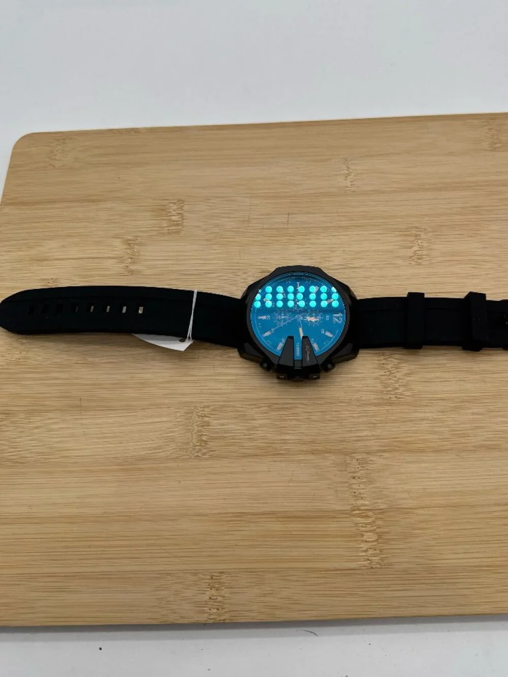 Ed Hardy Men's Black Watch Blue Amber Crystal Black Silicone Strap Quartz